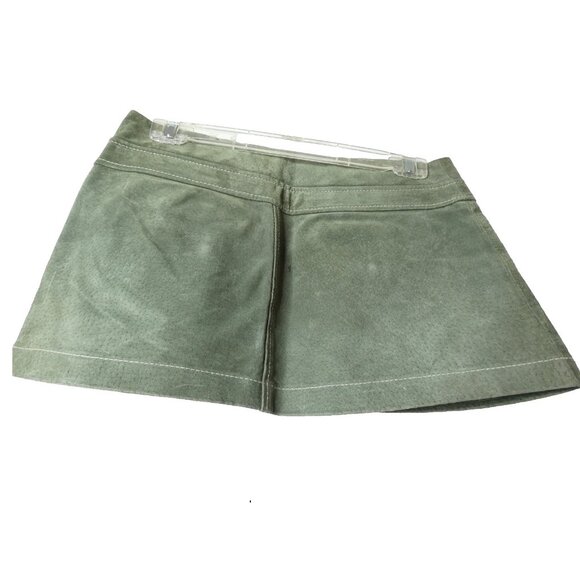 Vintage 90s Y2K Wet Seal Size 5 Olive Green Mini Skirt Suede RARE Punk Full Zip - Picture 2 of 6
